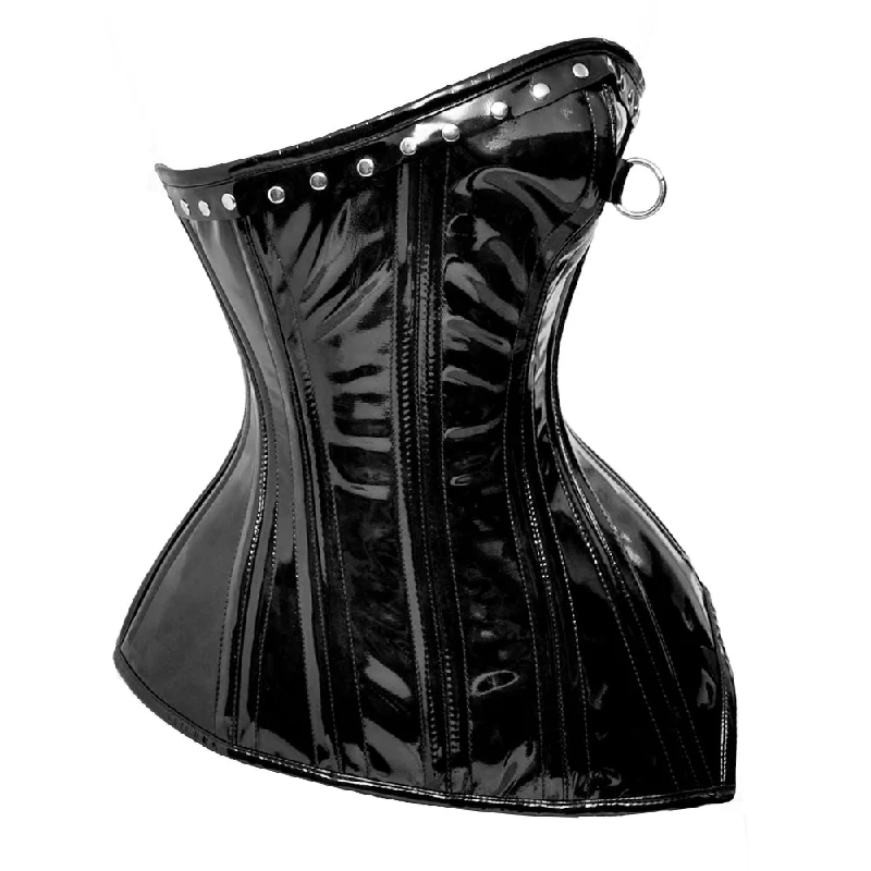 Black PVC Waist Trainer - Mid bust corset