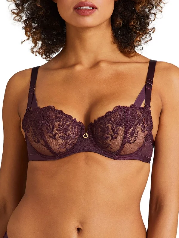 Affordable Lingerie for Women Femme Passion Half Cup Bra - Wineberry