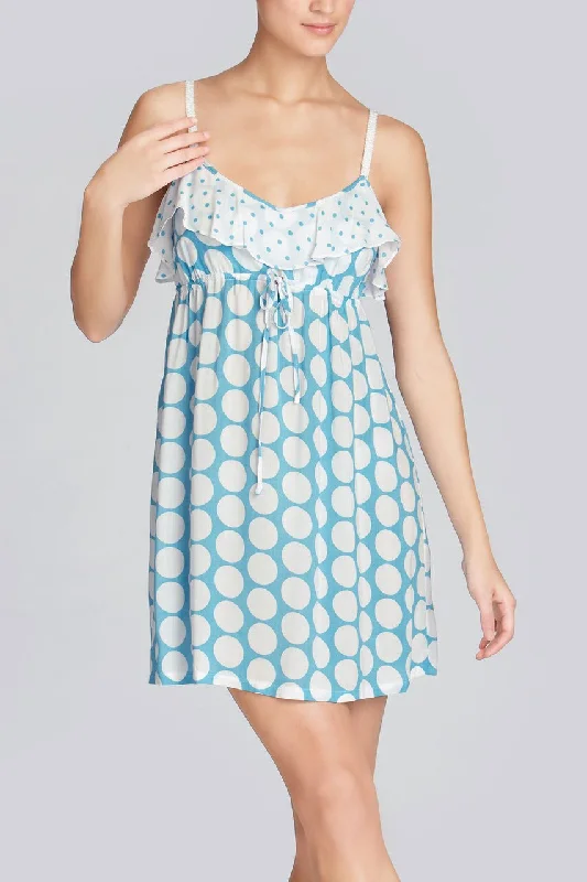 women lounge dress for a beach vacation as a cover - upDotted Chemise - Azure (Blue) women lounge dress for a beach vacation as a cover - upDotted Chemise - Azure (Blue)