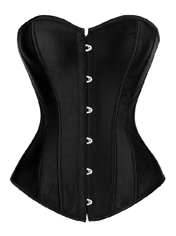 Pastel - colored corsets for a soft and feminine appealSatin Strapless Plus Size Black Ovebust Corset Top