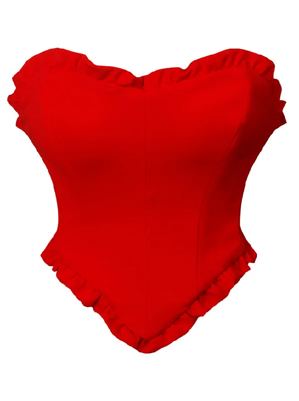 Steampunk - themed bustiers with brass accentsWomen's Fashion Strapless Heart-Shaped Neckline Open Back Lace Up Bustier Top