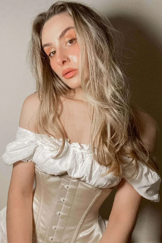 Hypoallergenic bustiers for sensitive skinBridgerton Period Peach Minnie Steel Boned Corset