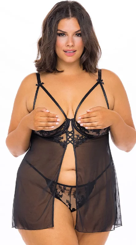 Elegant French Lace Lingerie for Women Plus Size Nothing To Lose Babysoll Set
