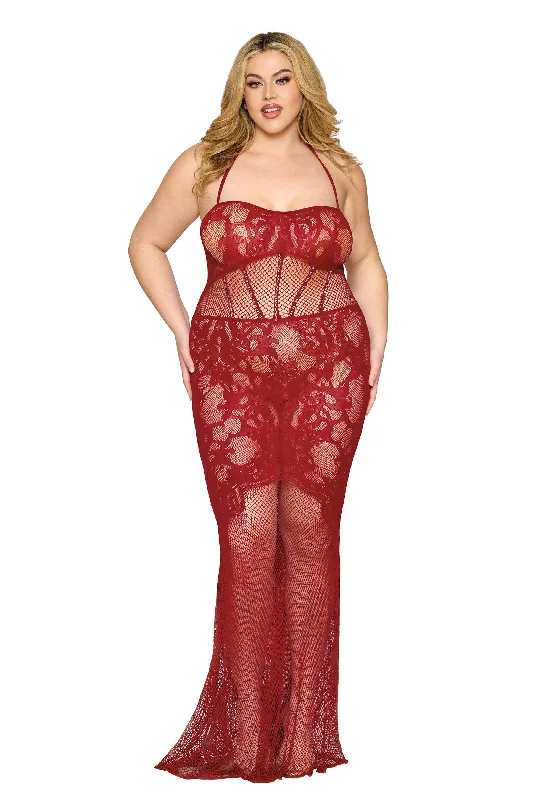 Plus Size Rouge Body Stocking Dress