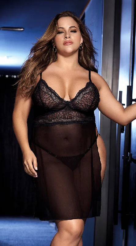 Eco-Friendly Organic Lingerie for Women Plus Size Moonlight Goddess Babydoll Set