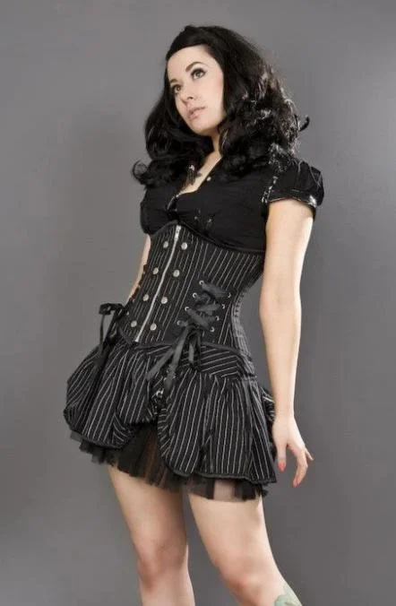 Rock Underbust Waist Cincher Corset In Pinstripe