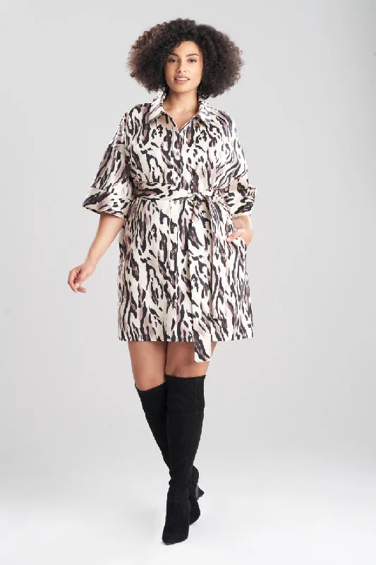 Lynx Cotton Sateen Belted Shirtdress