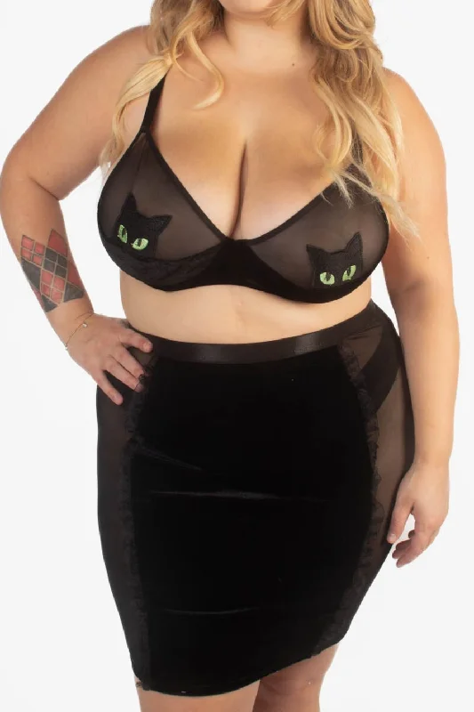 Lingerie for Women Over 50Miss Kitty Cat Peek-A-Boo Set (3-Piece)