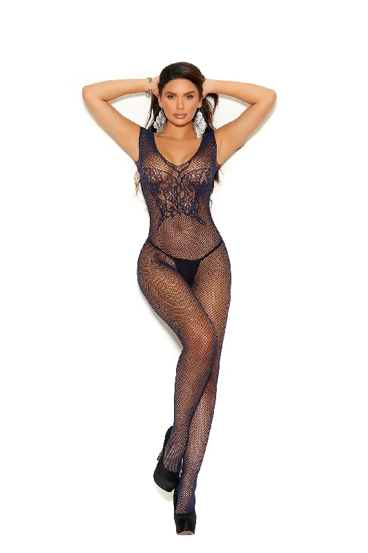 Office - appropriate stockings for workFishnet Bodystocking with Butterfly Lace Blue