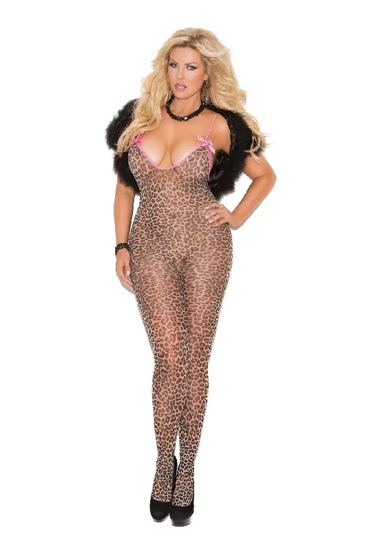 Argyle - printed stockings for a preppy stylePlus Size Bodystocking with Satin Bows Leopard Argyle - printed stockings for a preppy stylePlus Size Bodystocking with Satin Bows Leopard
