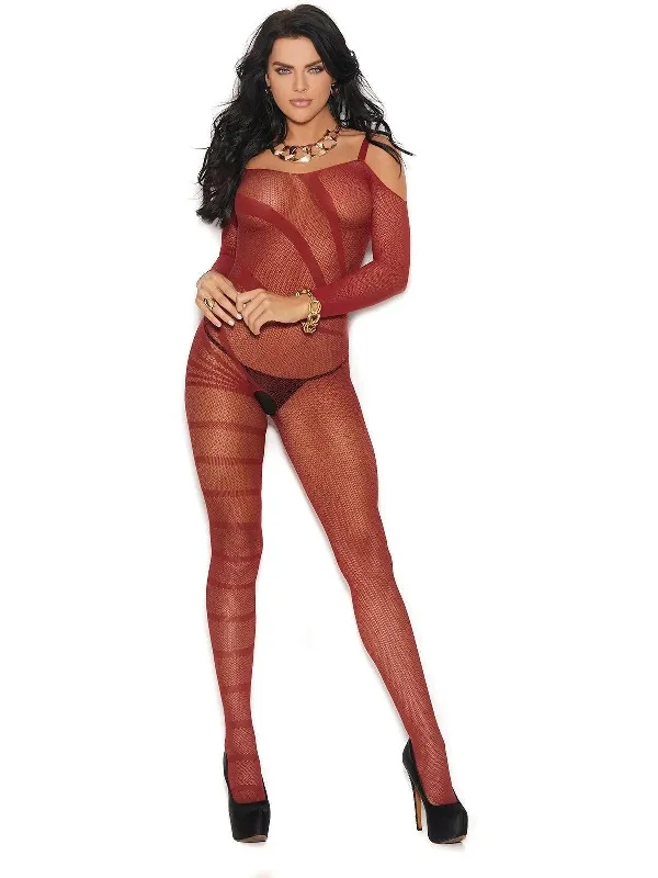 Vivace EM-82120  Crochet Burnout Cold Shoulder Bodystocking