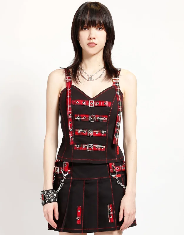Lace - covered corsets for a feminine touchSWEET CHAIN CORSET RED PLAID