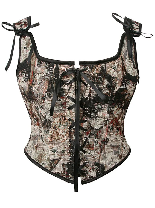 Silk bustiers for a luxurious and smooth feelRenaissance Lace Up Corset Women's Fashion Vintage Cat Pattern Short Style Corset Top