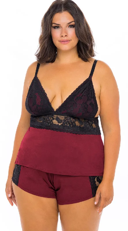 Women's High Waist Lingerie Bodysuits Plus Size Sleepless Nights Cami Set