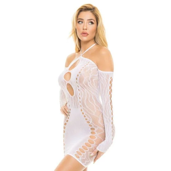 Leather - look sexy dresses for an edgy stylePink Lipstick Lingerie ANIMAL INSIDE HALTER DRESS White One Size Leather - look sexy dresses for an edgy stylePink Lipstick Lingerie ANIMAL INSIDE HALTER DRESS White One Size