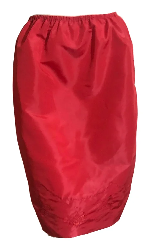 Affordable Lingerie for Women Embroidered Cherry Red Taffeta Half Slip circa 1960s