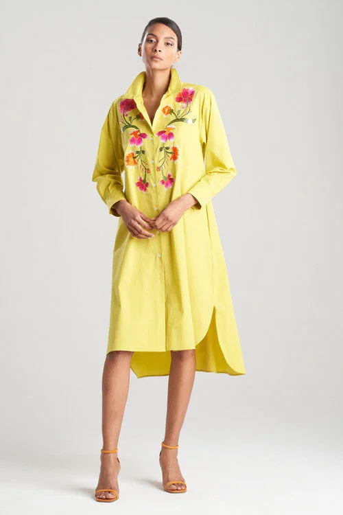 Chikayo Cotton Poplin Oversized Embroidered Shirtdress