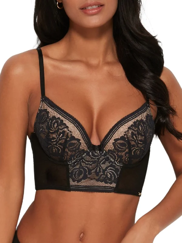 Affordable Lingerie for Women Encore Longline Bra - Black/Beige