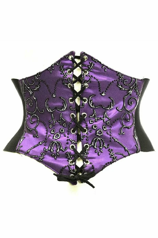 Posture - correcting bustiers for better spinal alignmentPurple Embroidered Corset Belt Cincher