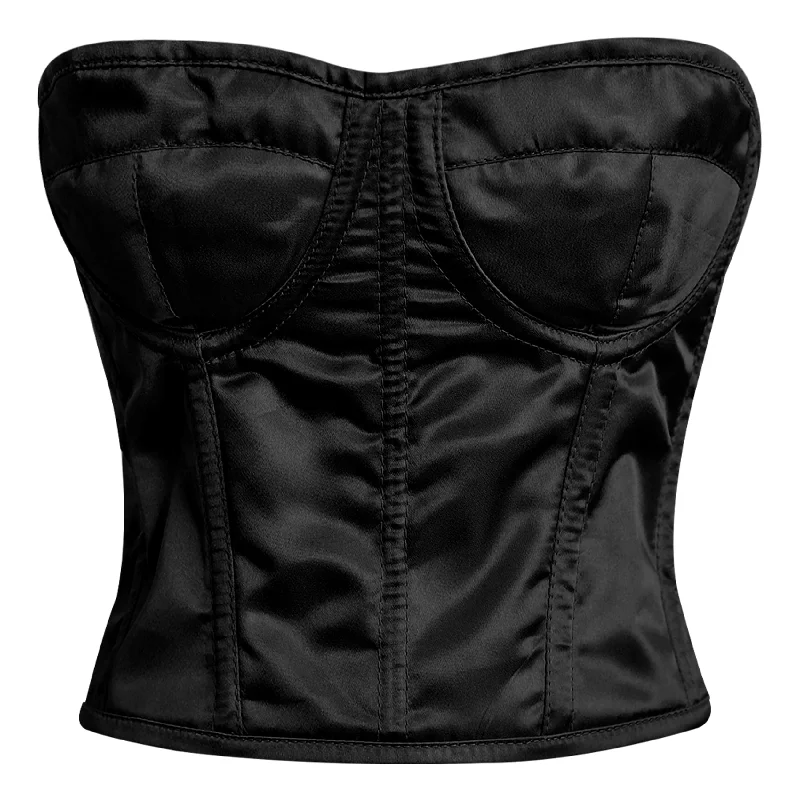 Black Satin corset top - Overbust Corset