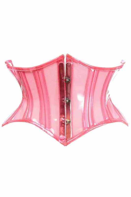 Gothic - inspired bustiers featuring dark colors and studsClear Pink Curvy Cut Mini Cincher Corset