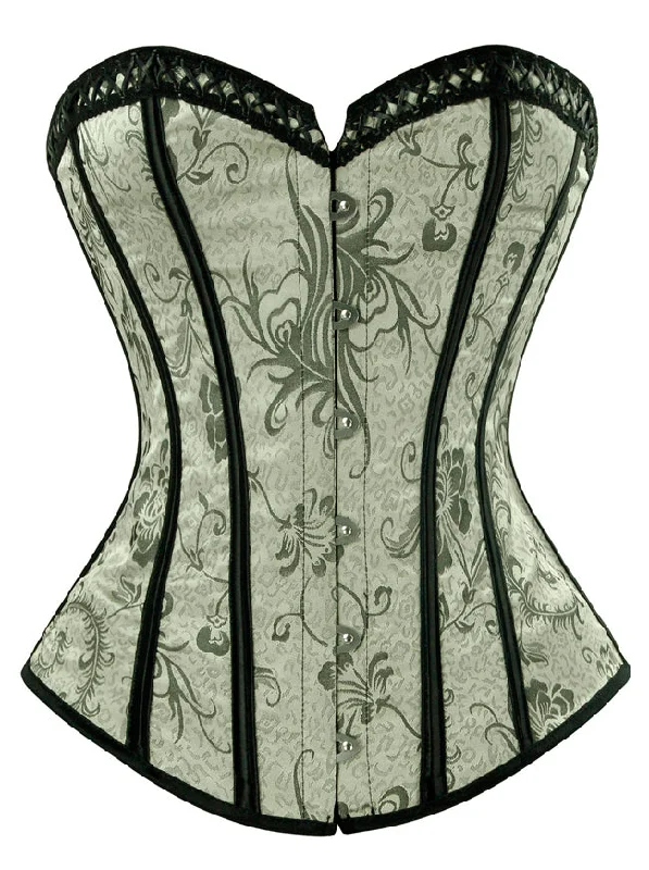 Supportive bustiers for large - busted womenPlus Size Vintage Gothic Floral Jacquard Strapless Overbust Corset Top