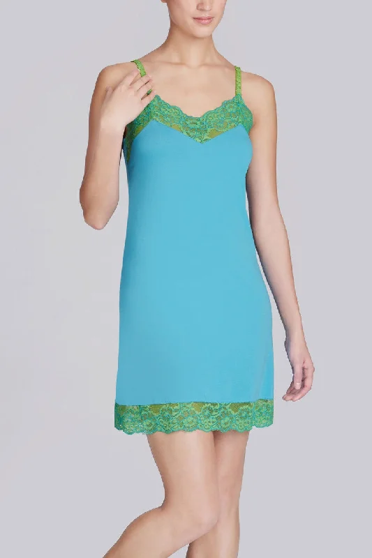 women lounge dress with a tie - dye pattern for a trendy lookEssentials Chemise - Azure (Blue) women lounge dress with a tie - dye pattern for a trendy lookEssentials Chemise - Azure (Blue)