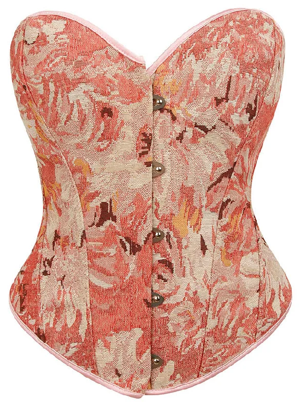 Satin corsets with a shiny and elegant finishWomen Vintage Strapless Floral Lace up Boned Overbust Corset Bustier Lingerie Bodyshaper