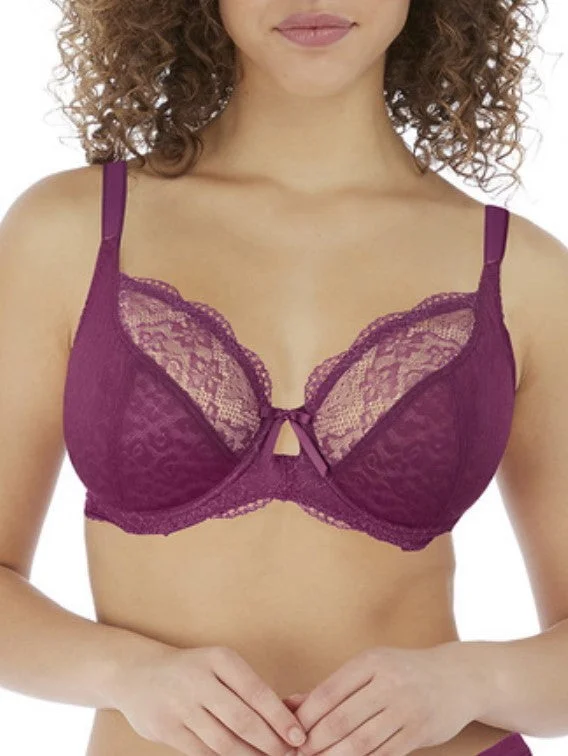 Sexy Lingerie for Women with Stockings Freya Fancies Plunge Bra - Berry