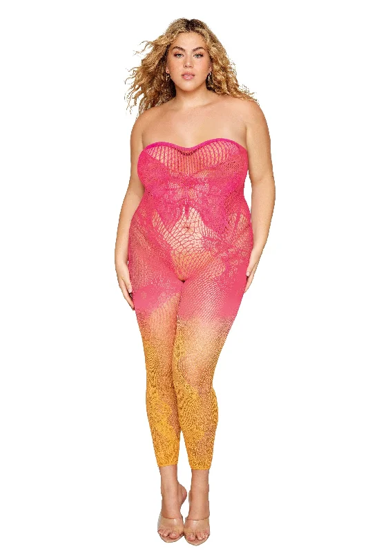 Anti - odor stockings for long - day freshnessPlus Size Watermelon Ombre Body Stocking Anti - odor stockings for long - day freshnessPlus Size Watermelon Ombre Body Stocking
