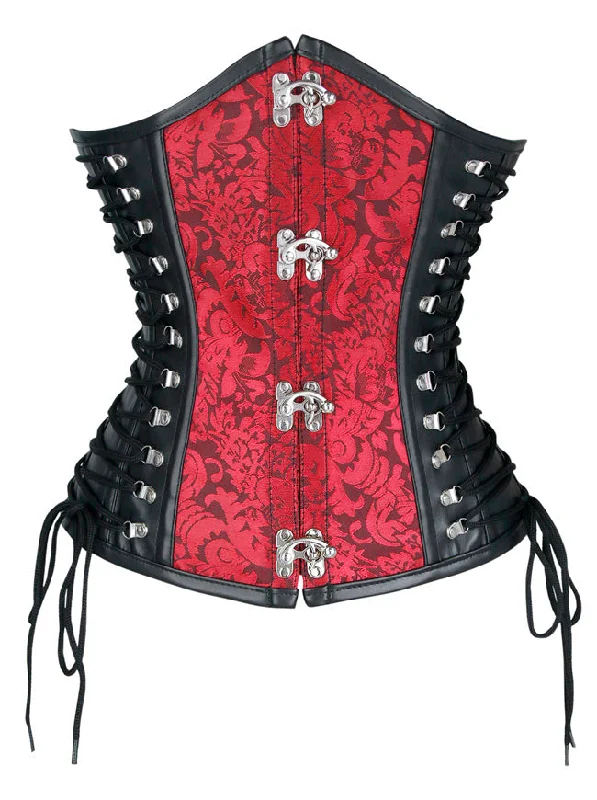 Bohemian - style corsets with tassels and embroiderySteampunk Plus Size PU Spiral Steel Boned Lace Up Underbust Corset