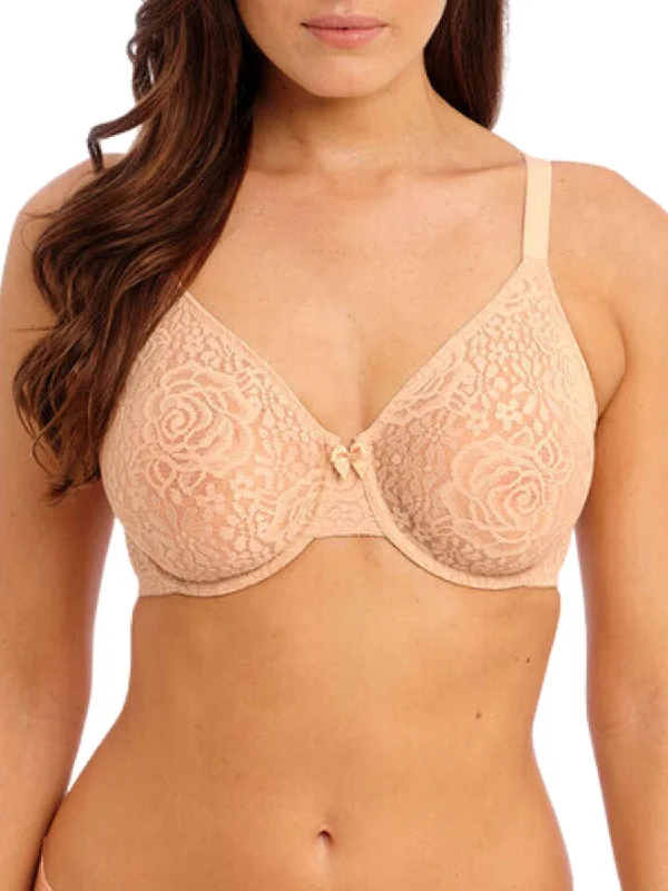 Breathable Bamboo Lingerie for Women Halo Lace Moulded Bra - Almost Apricot