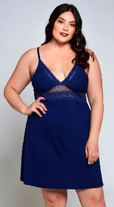 Women's Corset Style Lingerie Plus Size Emily Geometric Lace Nightgown
