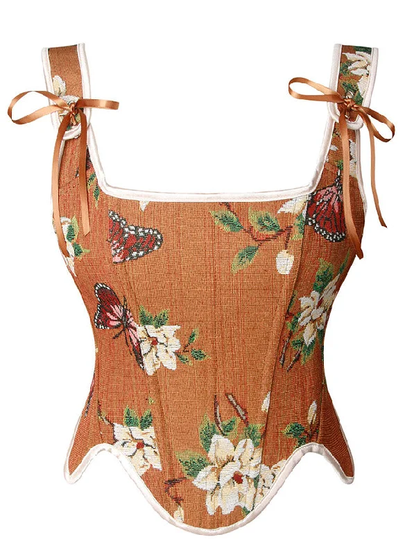 Cotton - blend bustiers for breathabilityWomen's Renaissance Summer Vintage Floral Embroidery Bustier Corset Crop Top Y2k Tops