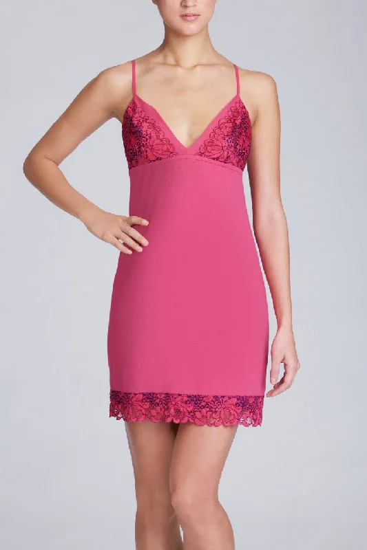 women lounge dress with a button - down front for versatilityMya Chemise - Tart (Pink) women lounge dress with a button - down front for versatilityMya Chemise - Tart (Pink)