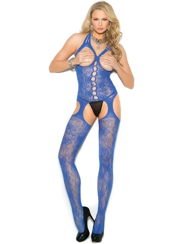 Elegant Moments IS-EM-1304 Lace suspender bodystocking with an open bust