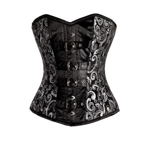 Bortolini Silver and Black Overbust Corset with Buckles