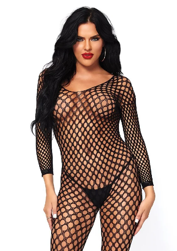 Reinforced - toe stockings for durabilityRing Hole Bodystocking Black