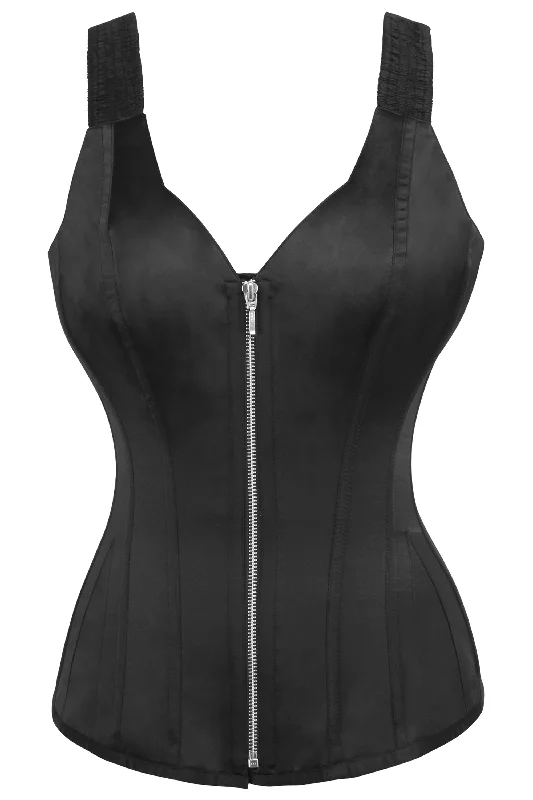 Nouwen Black Overbust Corset With Shoulder Straps & Zip