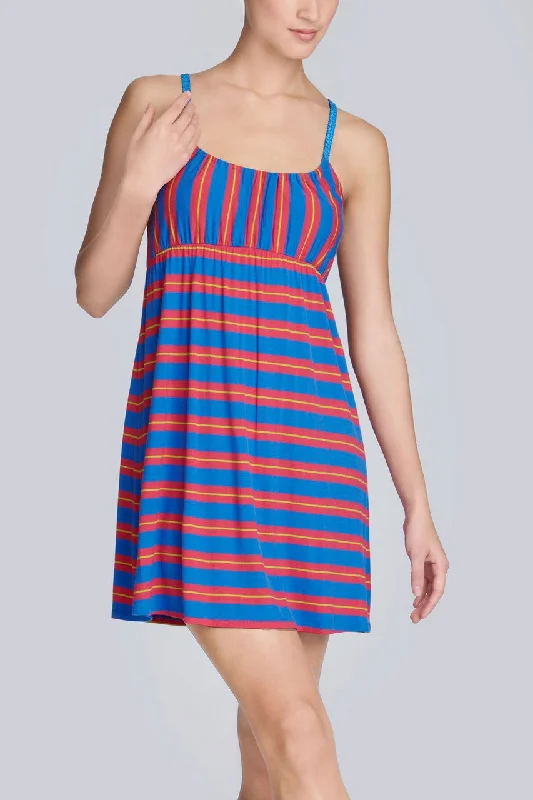 women lounge dress with a zipper closure for a secure fitIndo Stripe Chemise - Blue Lagoon women lounge dress with a zipper closure for a secure fitIndo Stripe Chemise - Blue Lagoon