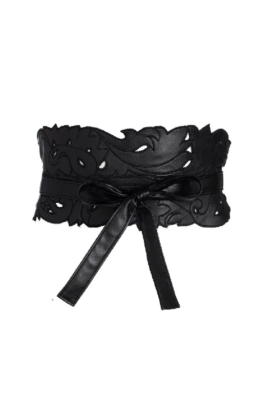 Breathable Bamboo Lingerie for Women Vegan Luxe Lambskin Cut Out Obi Belt