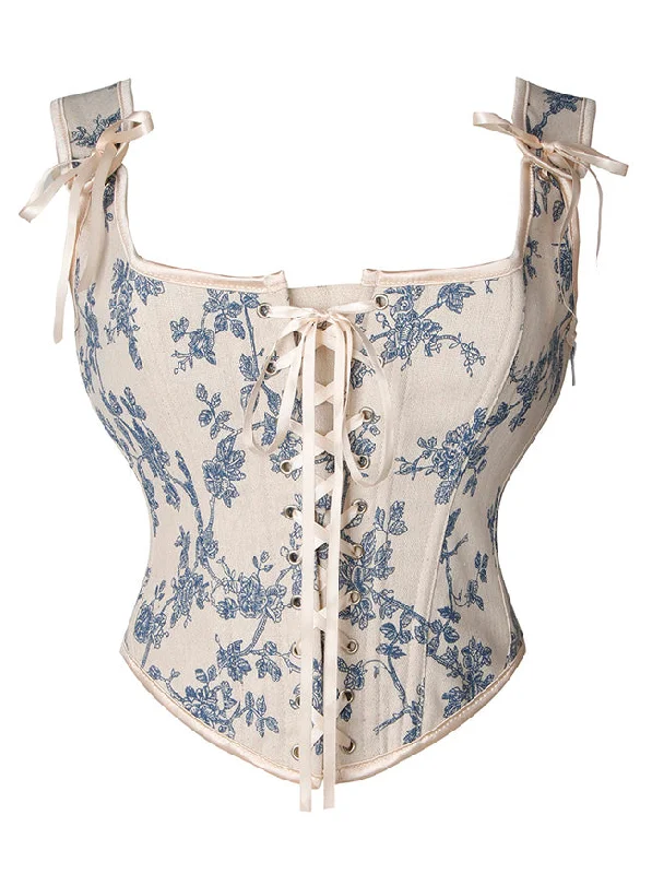 Striped corsets for a preppy and nautical vibeWomen's Renaissance Victorian Wide Straps Lace Up Bustier Vest Corset