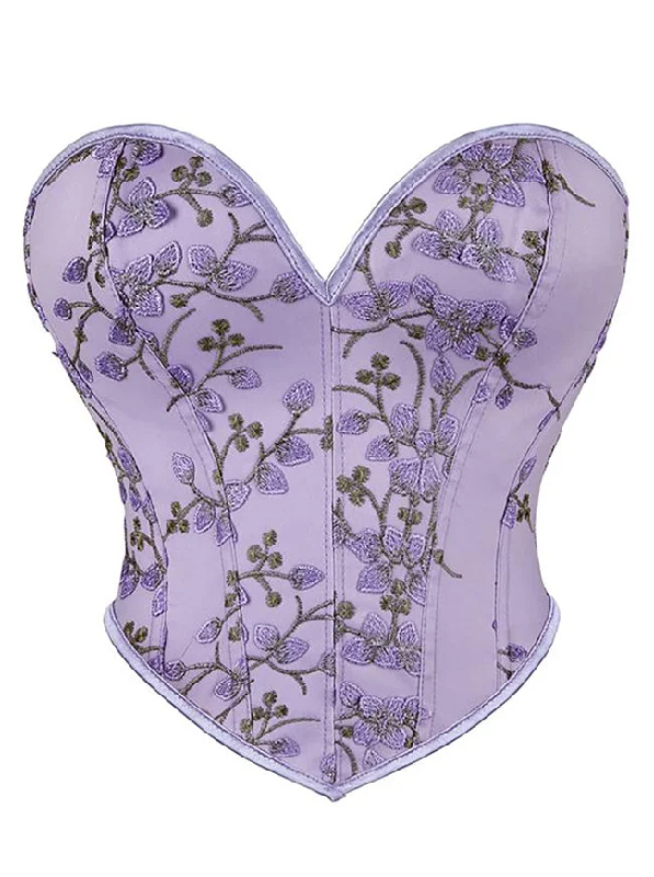 Cotton - blend bustiers for breathabilityStrapless Overbust Corset Women Vintage Embroidered Floral Sleeveless Bandeau Crop Top