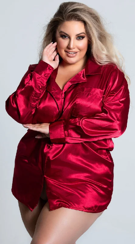 Women's Thermal Lingerie for Cold Weather Plus Size Satin Sleep Shirt