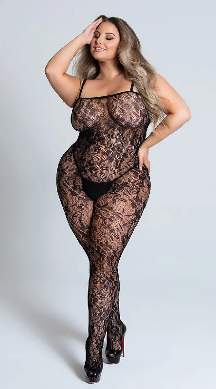 Plus Size Lace Rose Bodystocking