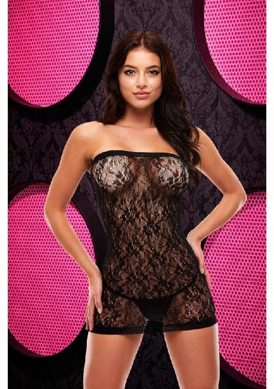 High - necked sexy dresses with a low - back detailLace Mini Dress Cleo Blk