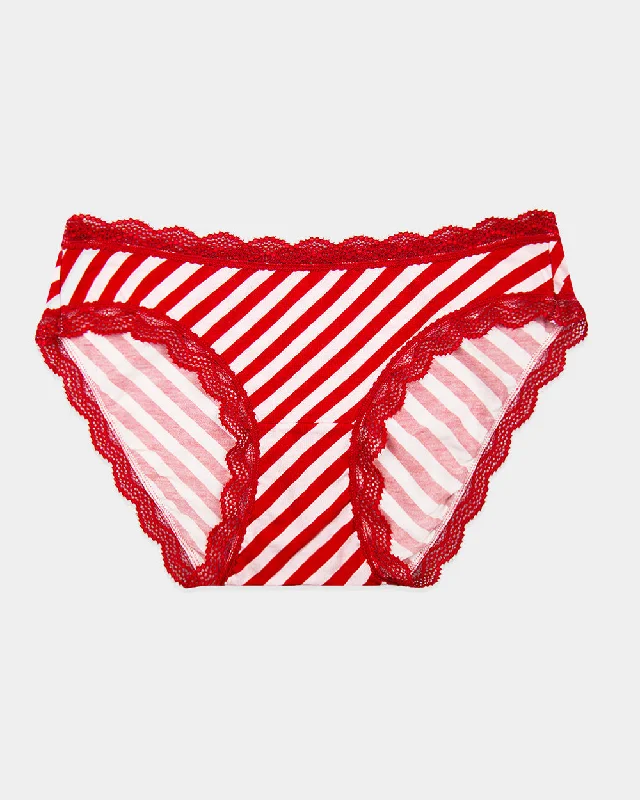 Stripe & Stare Original Knicker in Candy Cane with Red Lace