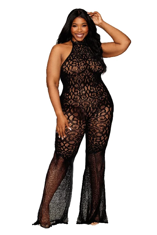 Anti - static stockings to prevent static clingPlus Size Bell-Bottom Body Stocking