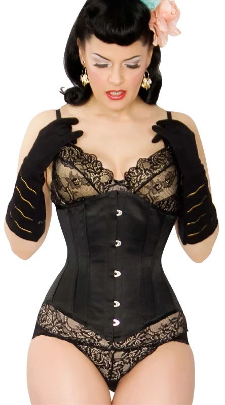 Polka - dot bustiers for a fun and retro appearanceKinnaird Ireland Black Duchess Satin Lilah Steel Boned Corset Polka - dot bustiers for a fun and retro appearanceKinnaird Ireland Black Duchess Satin Lilah Steel Boned Corset