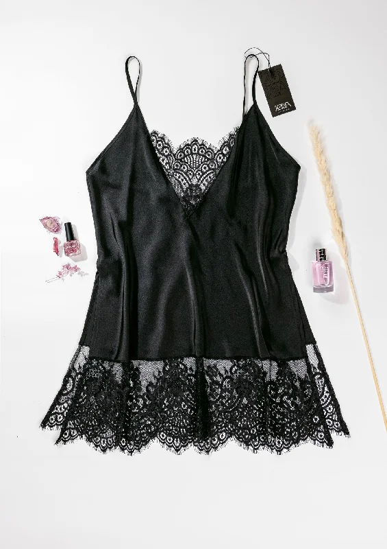 Satin Nightdress With Lace